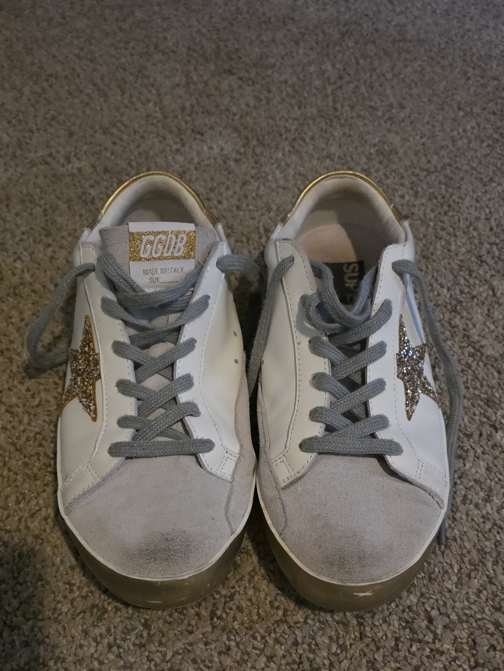 Golden Goose White Sneakers with Gold Star Accent